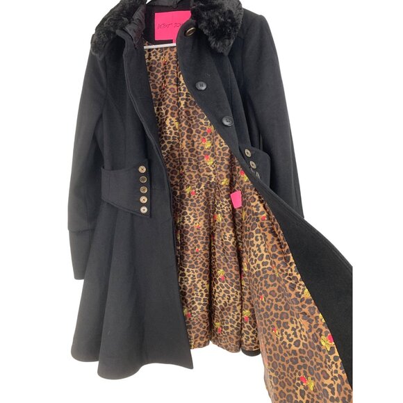 Rare Vintage Y2K Betsey Johnson 14 Black Wool Coat Flared Corset Size 14 RR10272 - Picture 13 of 16